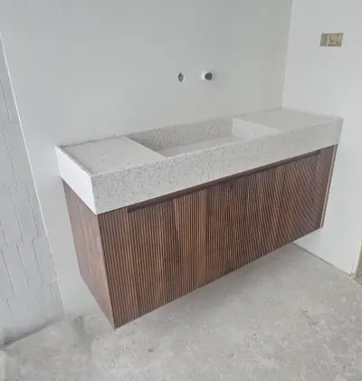 Móvel de WC Suspenso em Nogueira e Solid Surface miniatura 3