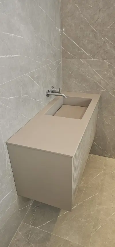 Móvel de WC Suspenso com Ripado Minimalista miniatura 3